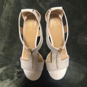 Michael Kors White Heels with Zipper Accent